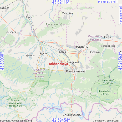 Arkhonskaya on map