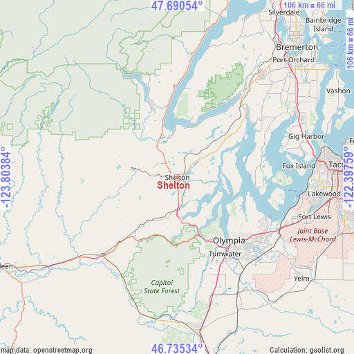 Shelton on map