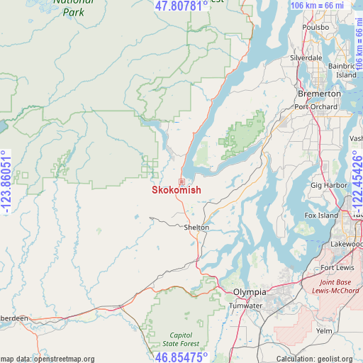 Skokomish on map