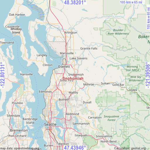 Snohomish on map