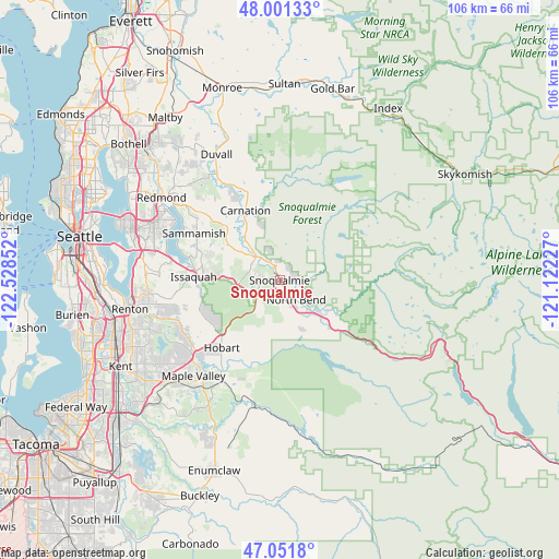 Snoqualmie on map
