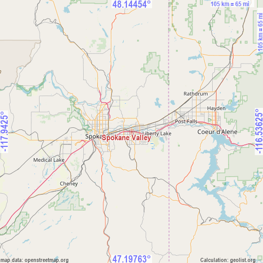 Spokane Valley on map