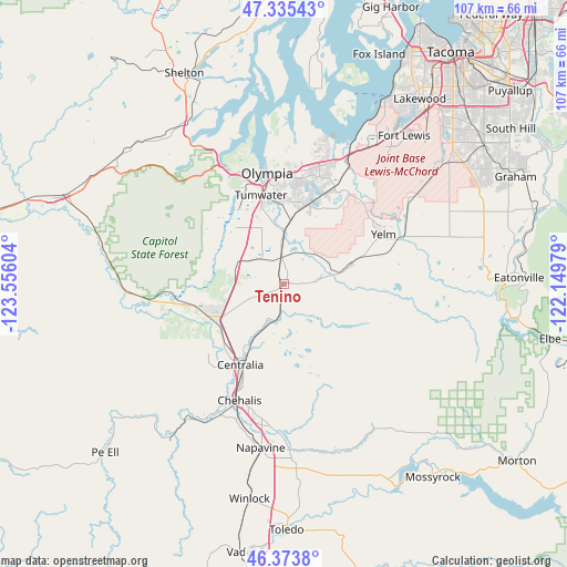 Tenino on map