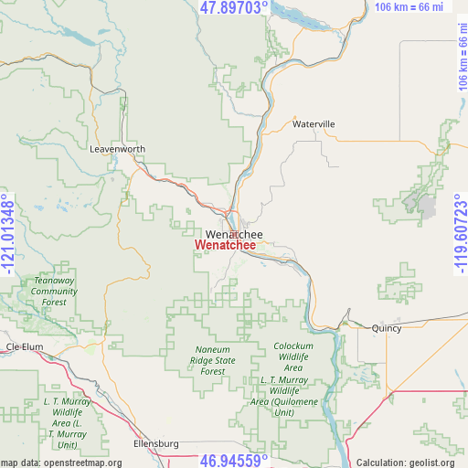 Wenatchee on map