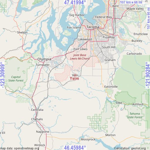 Yelm on map