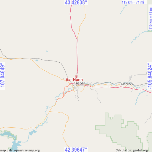 Bar Nunn on map