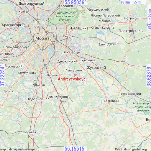 Andreyevskoye on map