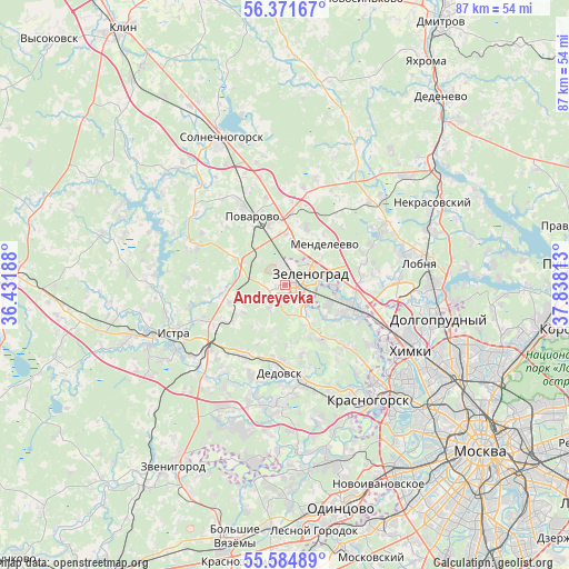 Andreyevka on map