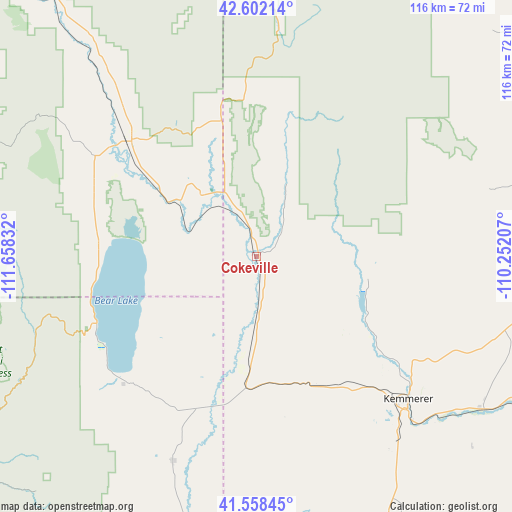 Cokeville on map