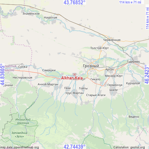 Alkhan-Kala on map