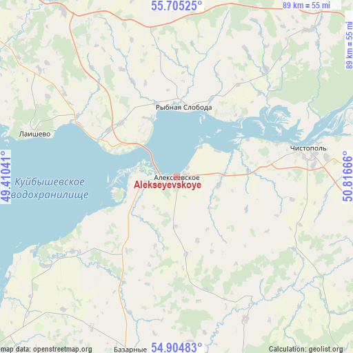 Alekseyevskoye on map