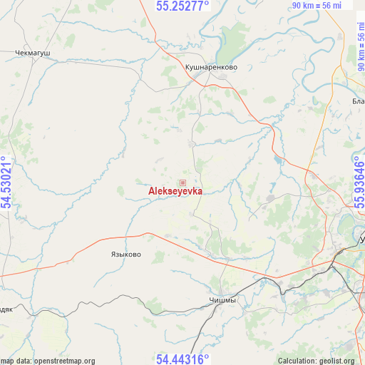 Alekseyevka on map