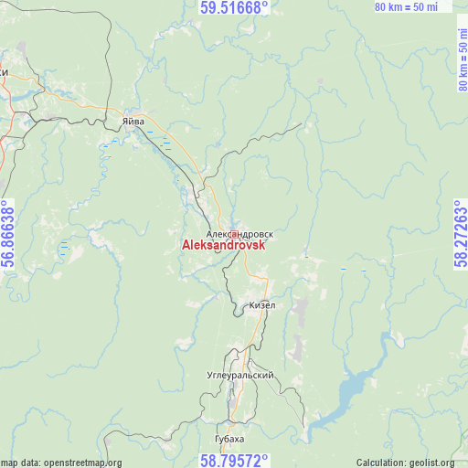 Aleksandrovsk on map