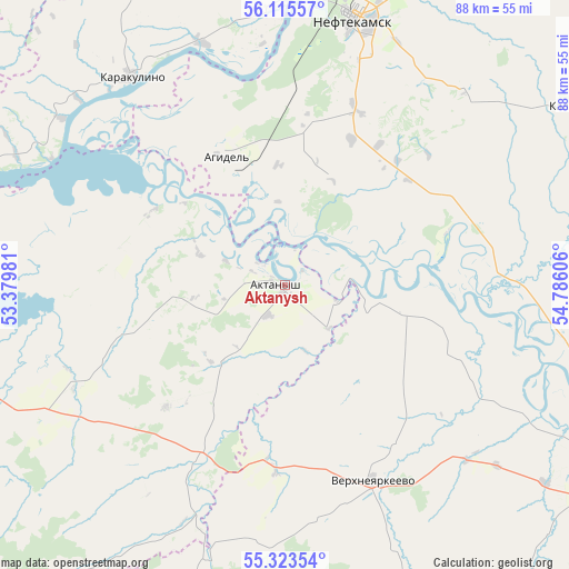 Aktanysh on map