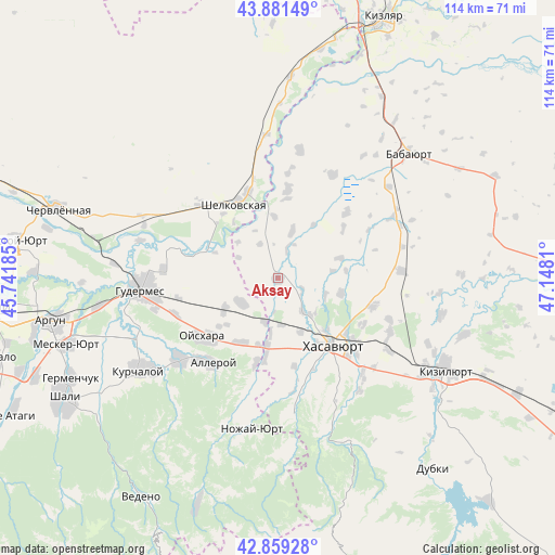 Aksay on map