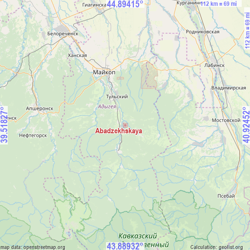 Abadzekhskaya on map