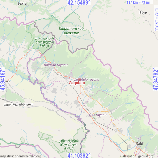 Zaqatala on map