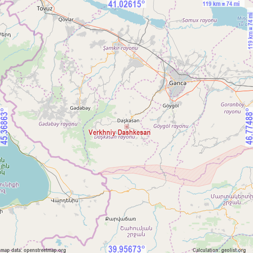 Verkhniy Dashkesan on map