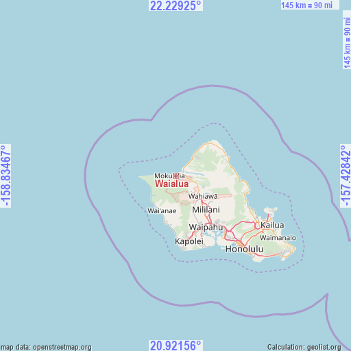 Waialua on map