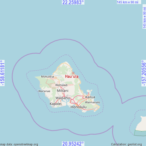 Hau‘ula on map