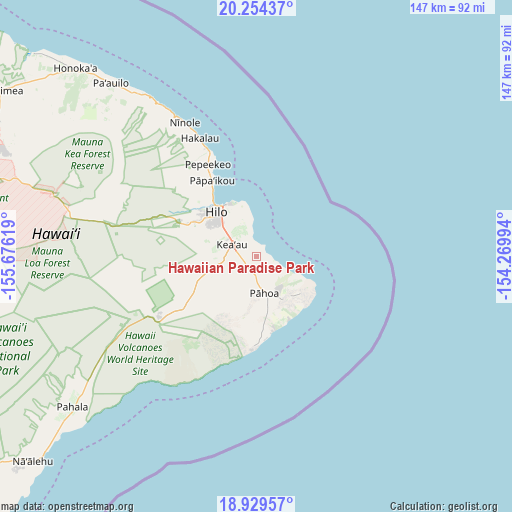 Hawaiian Paradise Park on map
