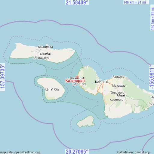 Kā‘anapali on map