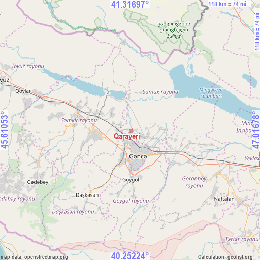 Qarayeri on map