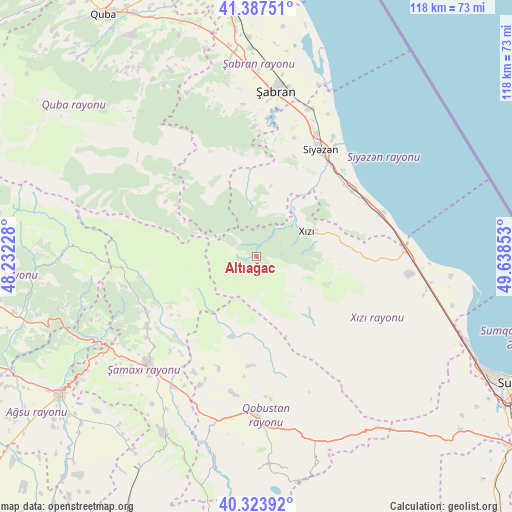 Altıağac on map