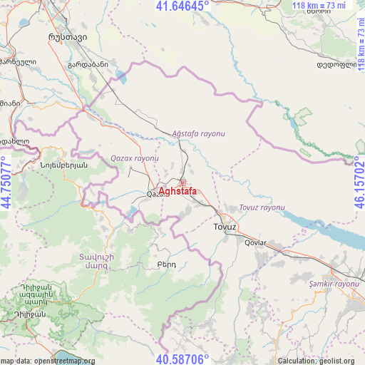 Aghstafa on map