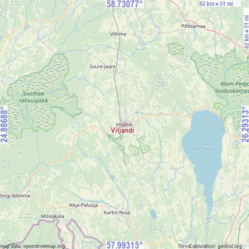 Viljandi on map