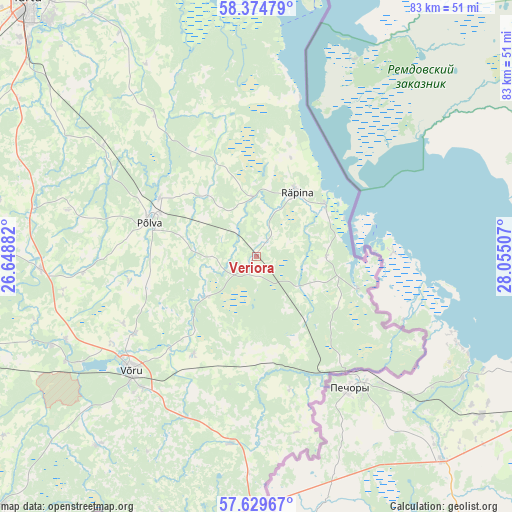 Veriora on map