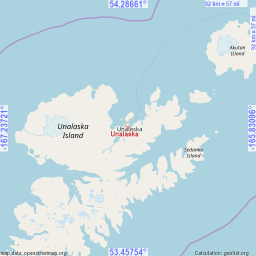 Unalaska on map