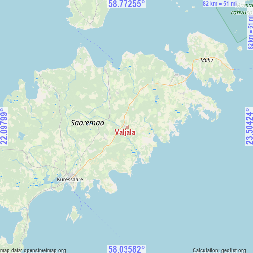 Valjala on map
