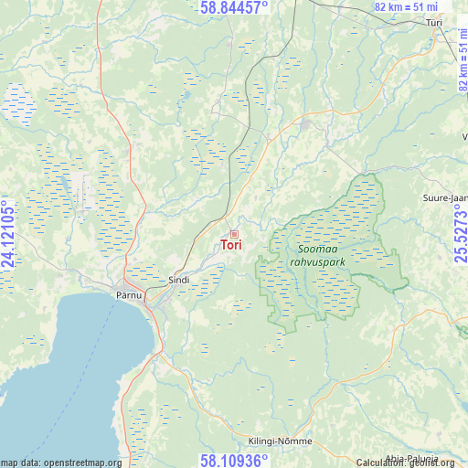 Tori on map