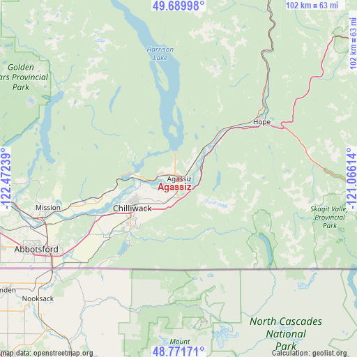 Agassiz on map