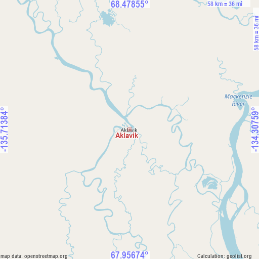 Aklavik on map