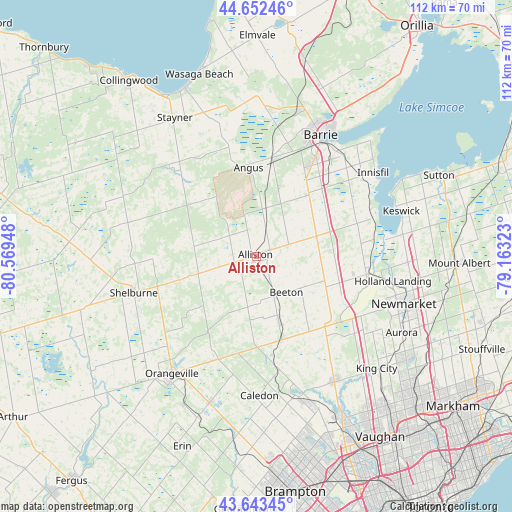 Alliston on map