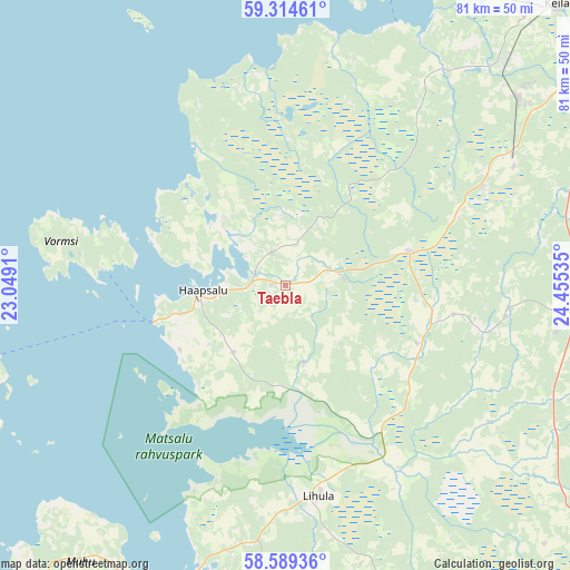 Taebla on map