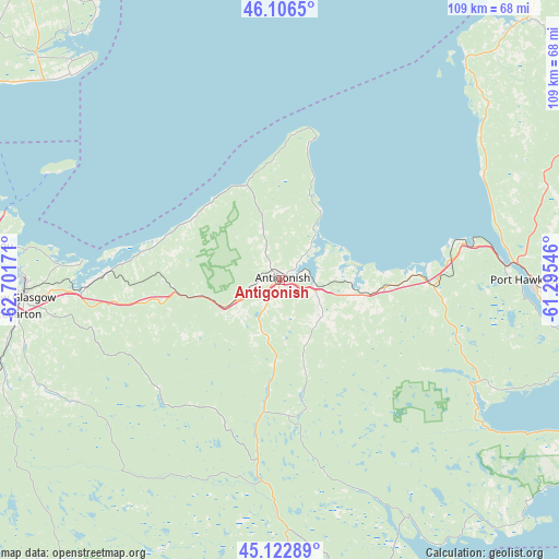 Antigonish on map