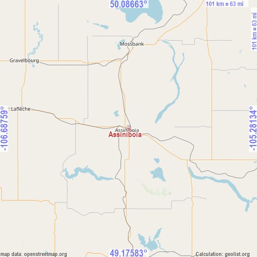 Assiniboia on map