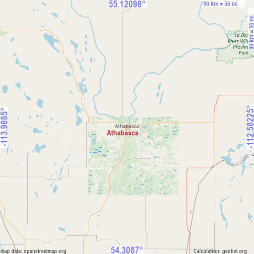 Athabasca on map