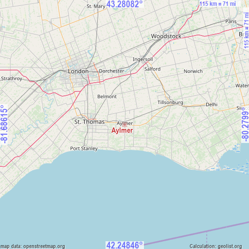 Aylmer on map