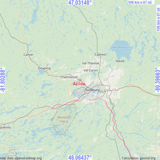 Azilda on map