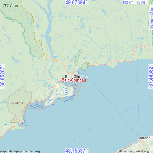 Baie-Comeau on map