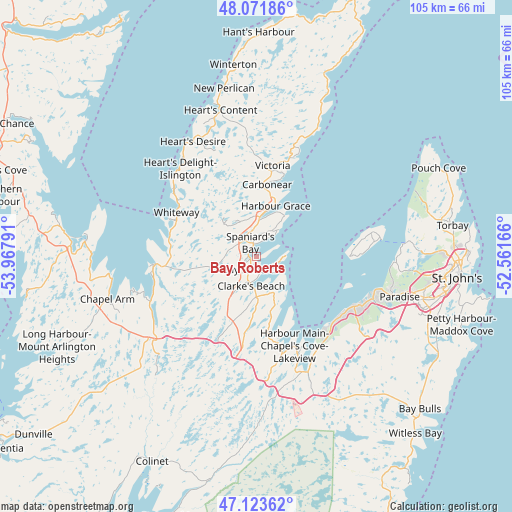Bay Roberts on map