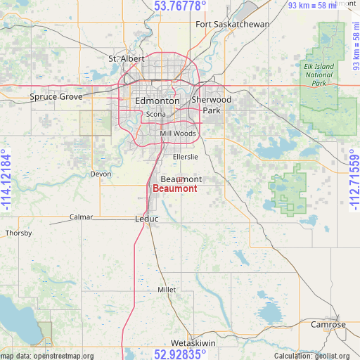 Beaumont on map