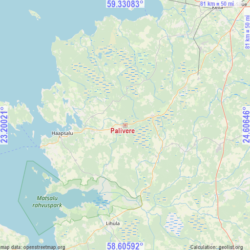 Palivere on map