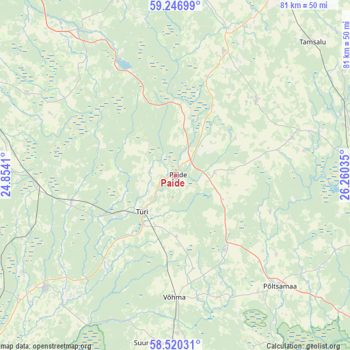 Paide on map