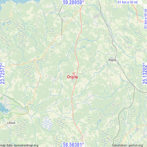 Orgita on map