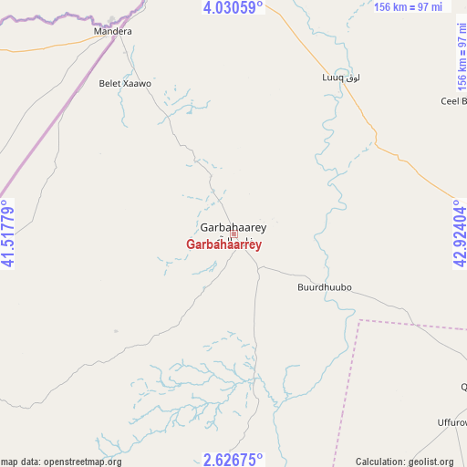 Garbahaarrey on map